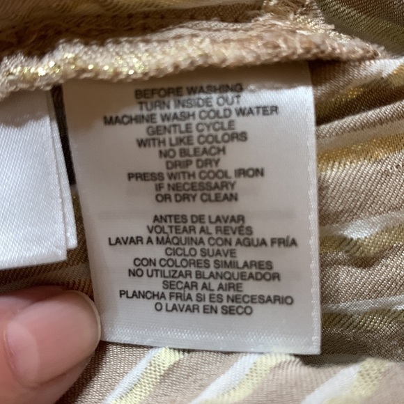 Anne Klein Mini Dress Gold Metallic white and tan, Size 6, very good condition - Picture 5 of 7